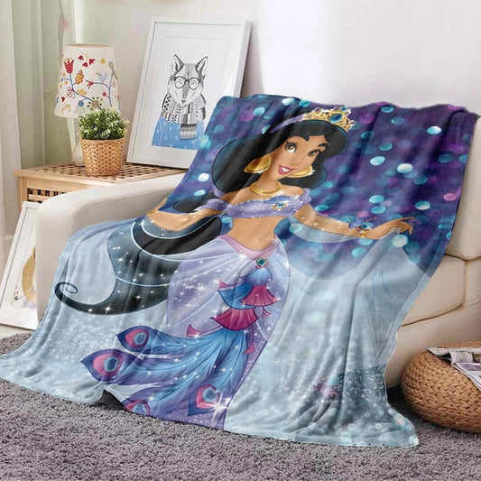 Aladdin Jasmine Flannel Blanket Fluffy Cozy Throw Children Adult Nap Blankets Soft Bedding Blanket for Party Home Decorations