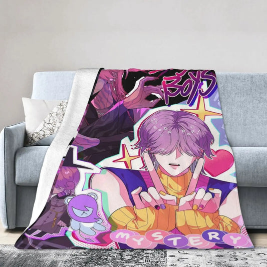 Cool K-Pop Demon Hunters Saja Boys Blankets Flannel Print Breathable Lightweight Throw Blankets for Bedding Office Quilt