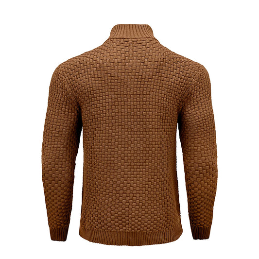 Men's Sweater Spring Outer Wear Quarter Zip Sweaters Polo Zip Pullover Cable Knit Mock Neck Turtleneck Top US Size