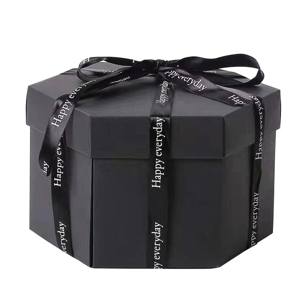 Hexagonal Explosion Box with Photo Album DIY Surprise Explosion Box Handmade Creative for Valentine Day Wedding Proposal