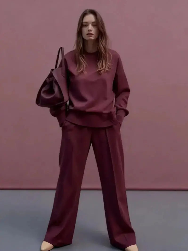 Autumn and Winter Fashion Casual Sports Two-Piece Women's Set: Hooded Sweatshirt and Wide-Leg Pants, Stylish Outfits, Comfortabl