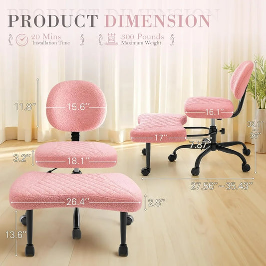 Furmax Ergonomic Criss Cross Legged Office Chair with Wheels, 360°Swivel Adjustable Height Kneeling Desk Chair with Footrest