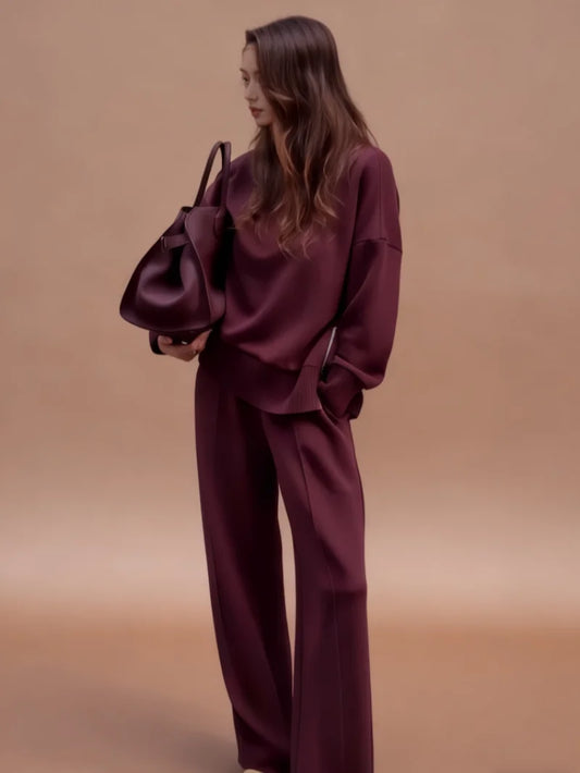 Autumn and Winter Fashion Casual Sports Two-Piece Women's Set: Hooded Sweatshirt and Wide-Leg Pants, Stylish Outfits, Comfortabl