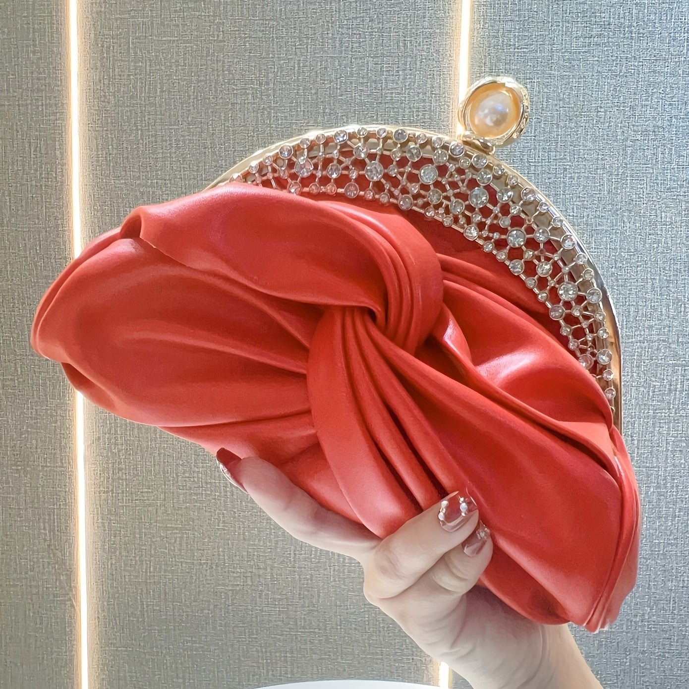 Elegant White Mini Clutch with Golden Rhinestone Crown, Removable Shoulder Strap, and Pearl Accents - Perfect for Evening Parties, Banquets, and Special Occasions, Ladies' Handbag