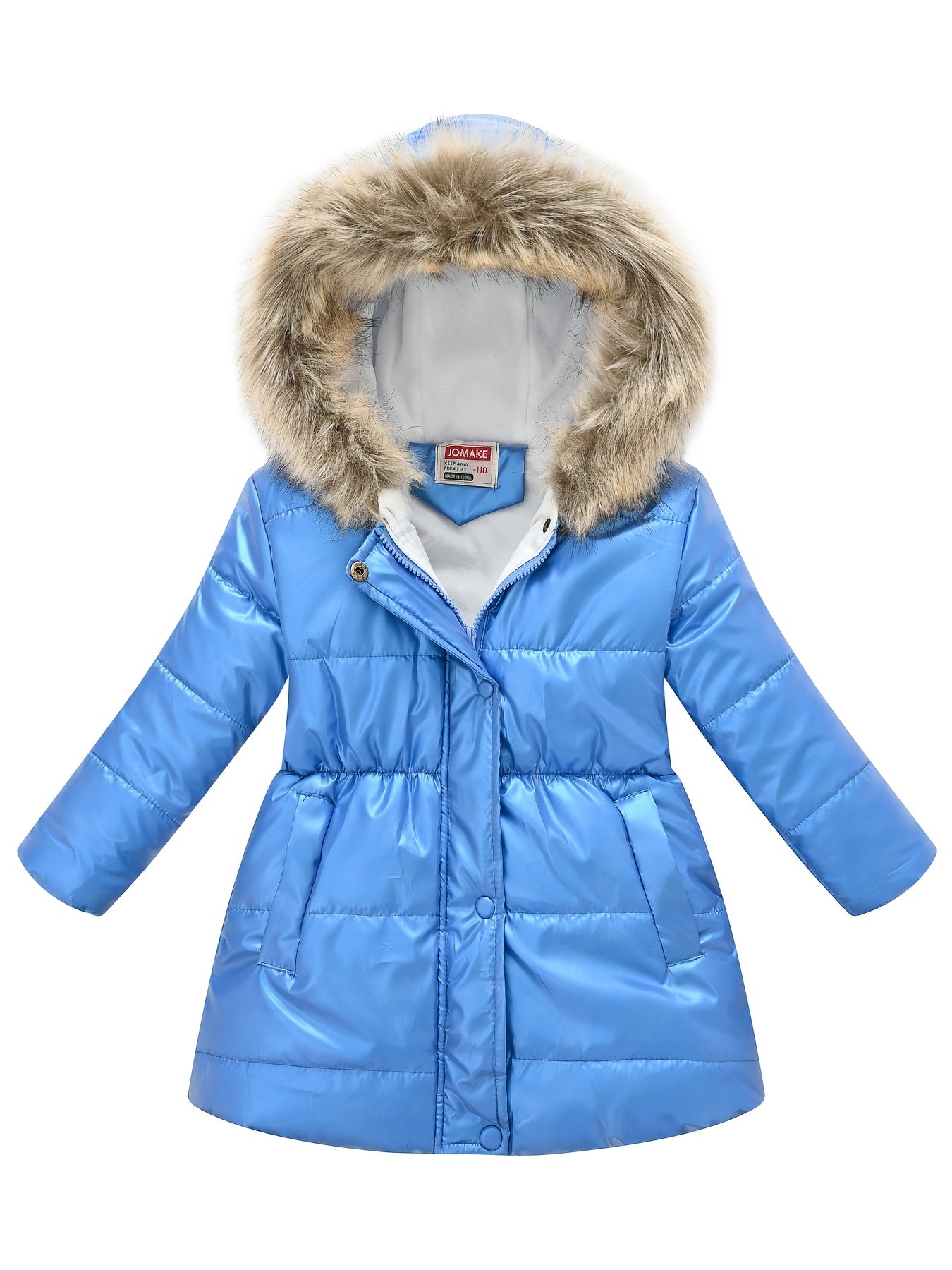 Children's Winter New Style Thickened Glossy Hooded Jacket for Boys and Girls, Mid-Length