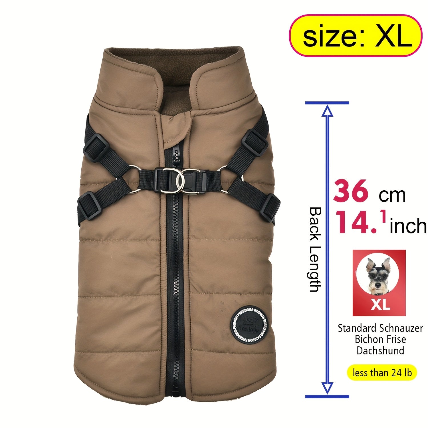 Warm Padded Dog Vest with Harness for Small and Medium Dogs - Red Coat for Extra Comfort and Security Christmas Gift
