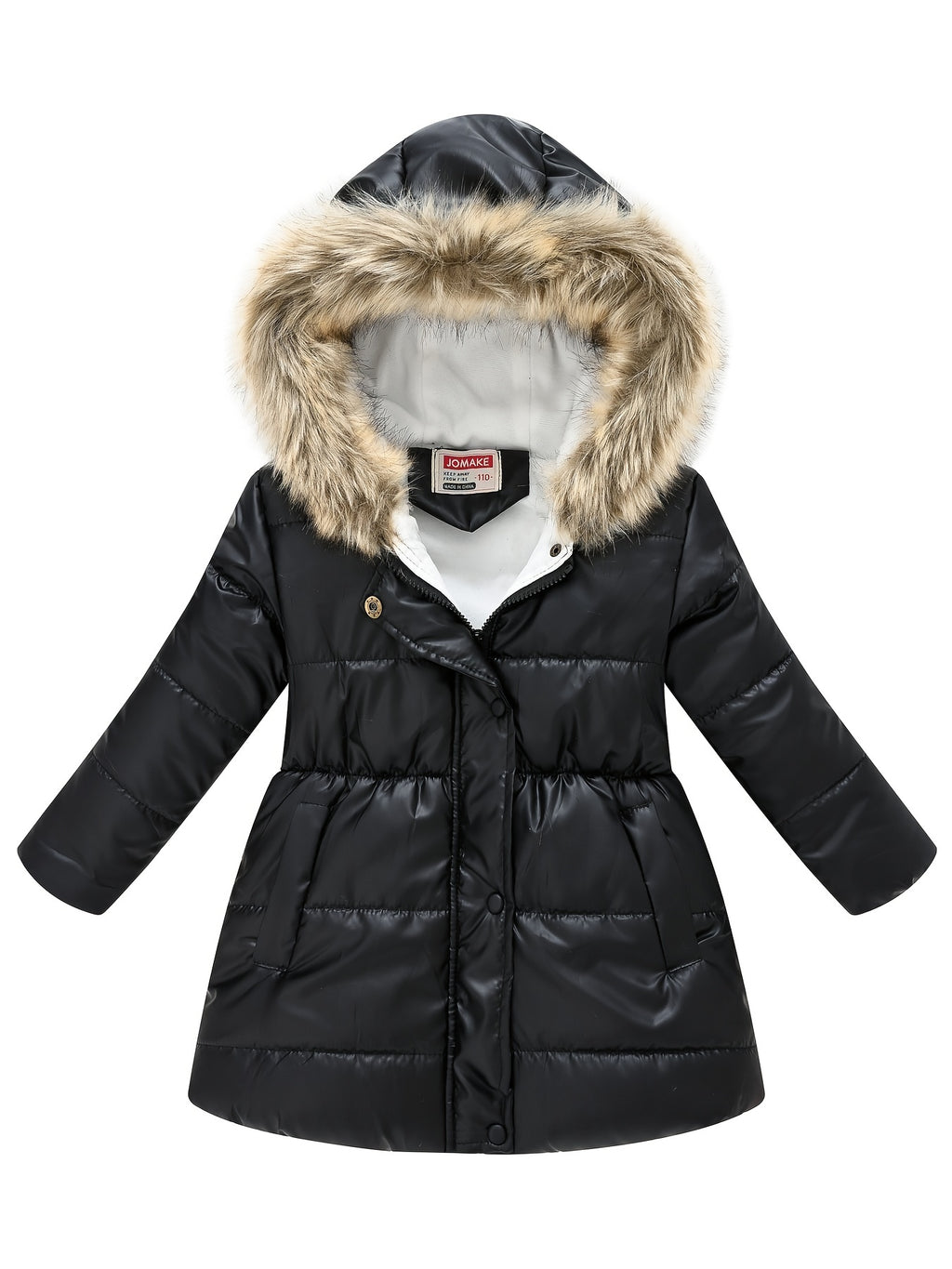Children's Winter New Style Thickened Glossy Hooded Jacket for Boys and Girls, Mid-Length