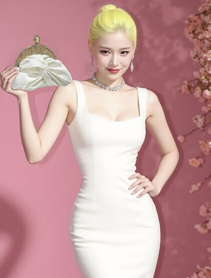 Elegant White Mini Clutch with Golden Rhinestone Crown, Removable Shoulder Strap, and Pearl Accents - Perfect for Evening Parties, Banquets, and Special Occasions, Ladies' Handbag