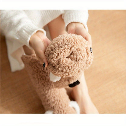 Warm & Soft Plush Cozy Cartoon Dog Winter Socks - Non-Slip Floor Slipper Socks with Cute Animal Designs for Home Use, Autumn, Winter.