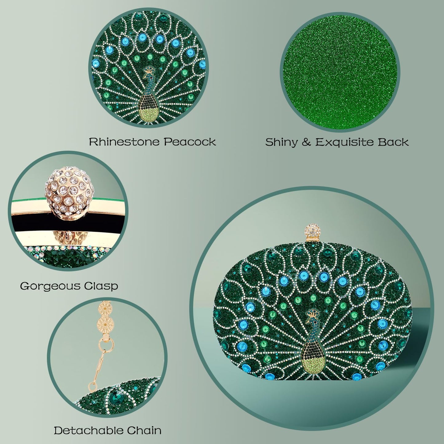 Clutch Purses For Women Rhinestone Evening Bag Sparkly Handbags Ladies Formal Occasion Wedding Party Cocktail Prom Shoulder Bags