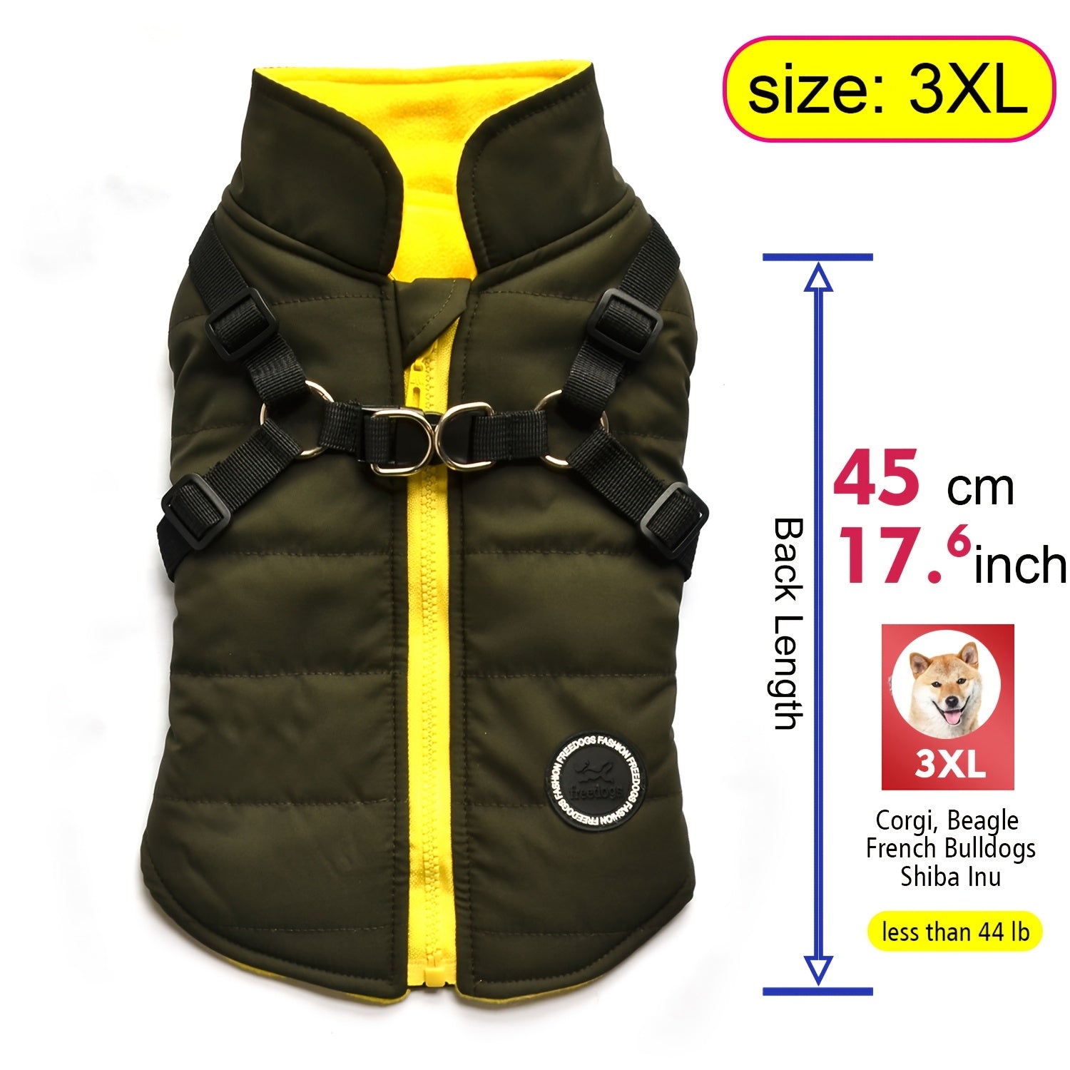 Warm Padded Dog Vest with Harness for Small and Medium Dogs - Red Coat for Extra Comfort and Security Christmas Gift
