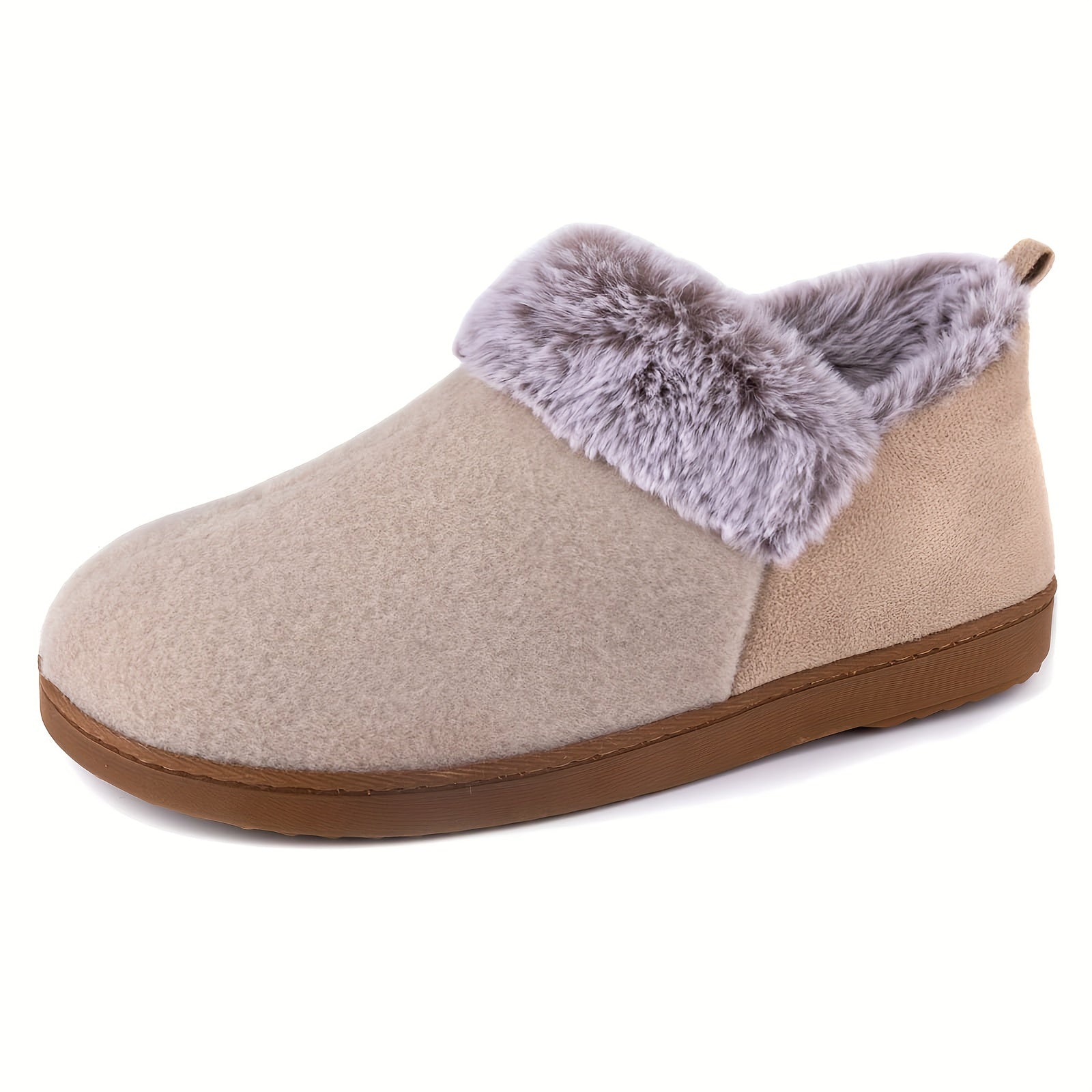 [Fuzzy Plush Household Shoes] Fuzzy Fleece Liner Cozy Plush Household Shoes - Memory Foam Slip-on Shoes for Women