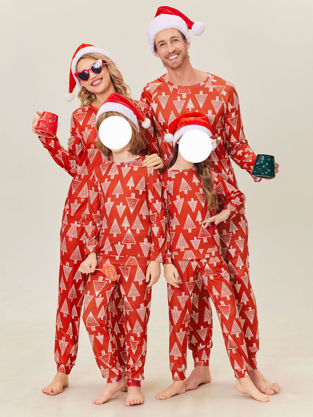 ELESOL Christmas Pajama Sets for Adults - Festive Long Sleeve Pajama Pants and Top Set with Pocket, Polyester 95%, Spandex 5%, Casual Style, Round Neck, Pullover, Cozy Winter Sleepwear for Couples and Family