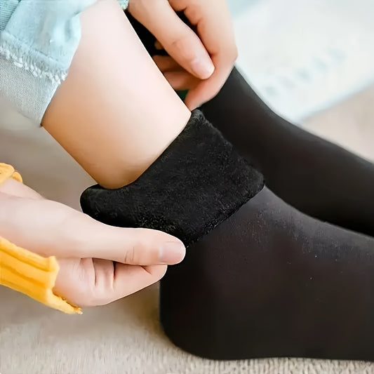 6-Pack Women'S Mid-Calf Snow Socks, Thickened Fleece-Lined Warm Winter Socks.