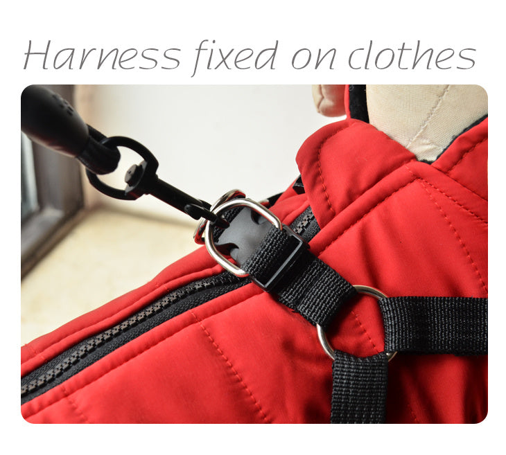 Warm Padded Dog Vest with Harness for Small and Medium Dogs - Red Coat for Extra Comfort and Security Christmas Gift