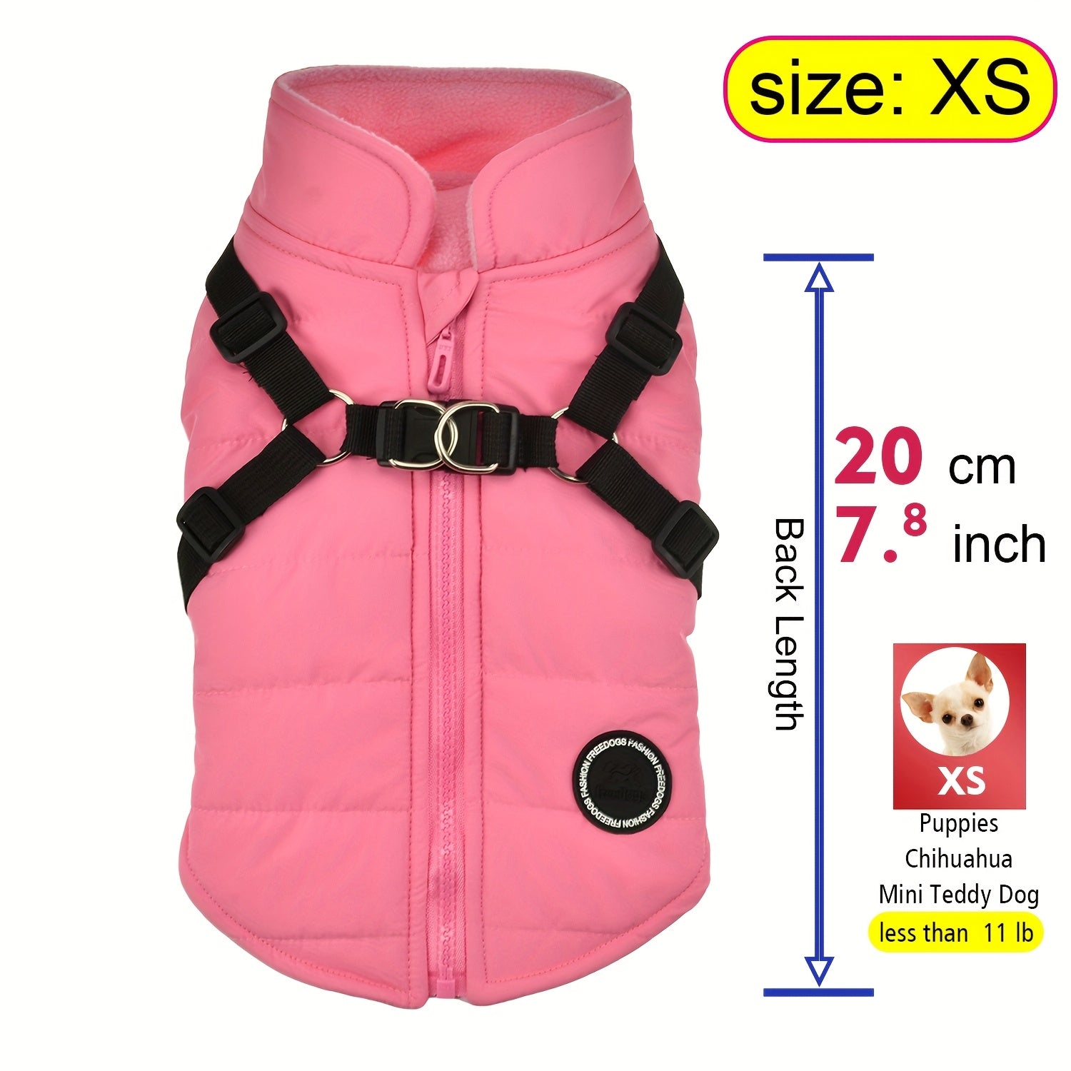 Warm Padded Dog Vest with Harness for Small and Medium Dogs - Red Coat for Extra Comfort and Security Christmas Gift