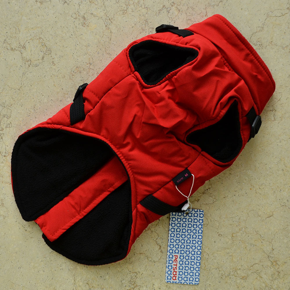 Warm Padded Dog Vest with Harness for Small and Medium Dogs - Red Coat for Extra Comfort and Security Christmas Gift