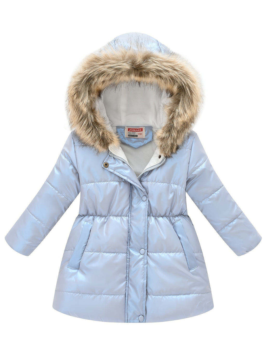 Children's Winter New Style Thickened Glossy Hooded Jacket for Boys and Girls, Mid-Length