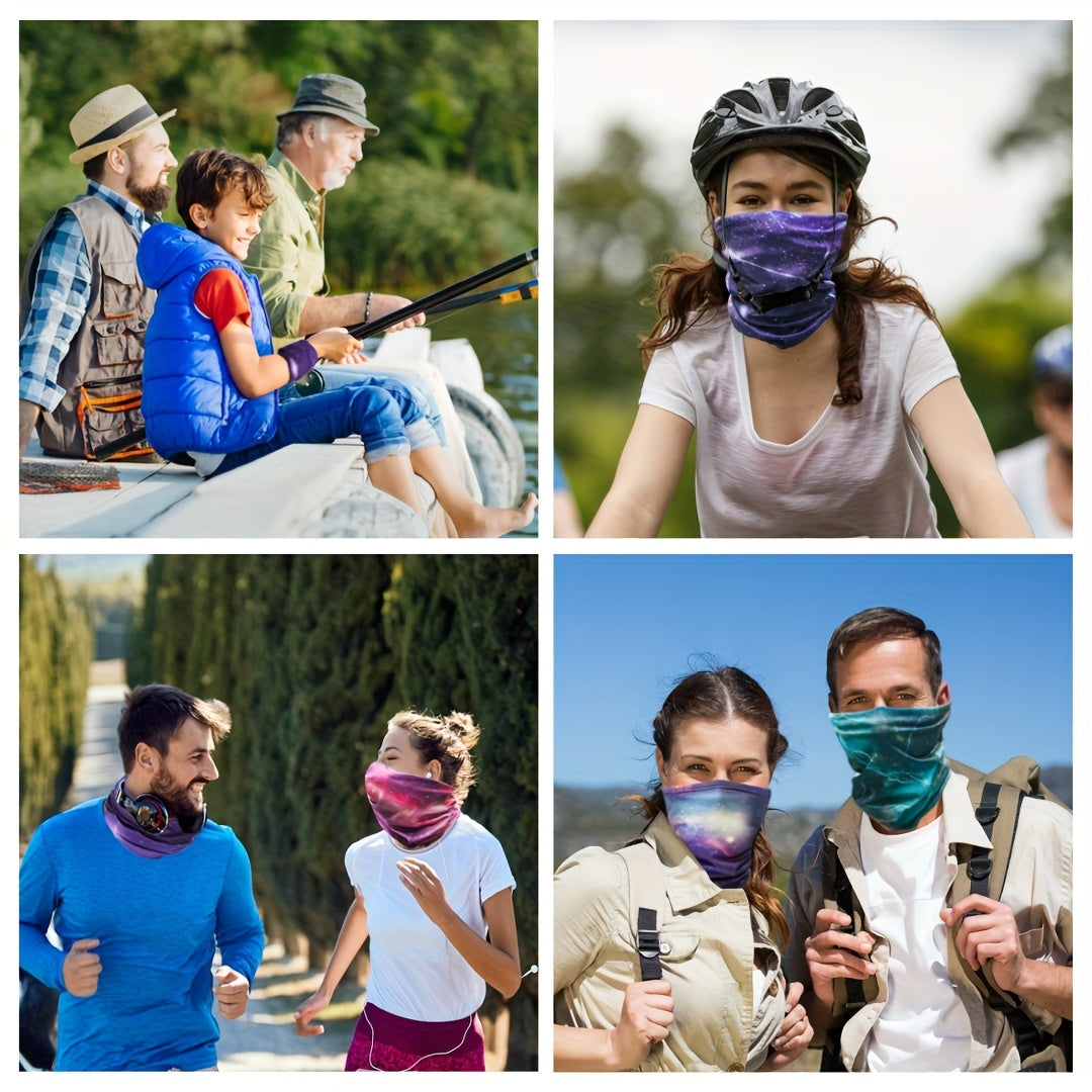 QUALICOS Seamless Sports Scarf - Versatile Neck Gaiter, Headband & Wristband with Vibrant for galaxy & Starry Night Patterns, Unisex All-Season Outdoor Gear for Hiking, Cycling & Fitness, Hiking Accessory, Stylish Headgear, D