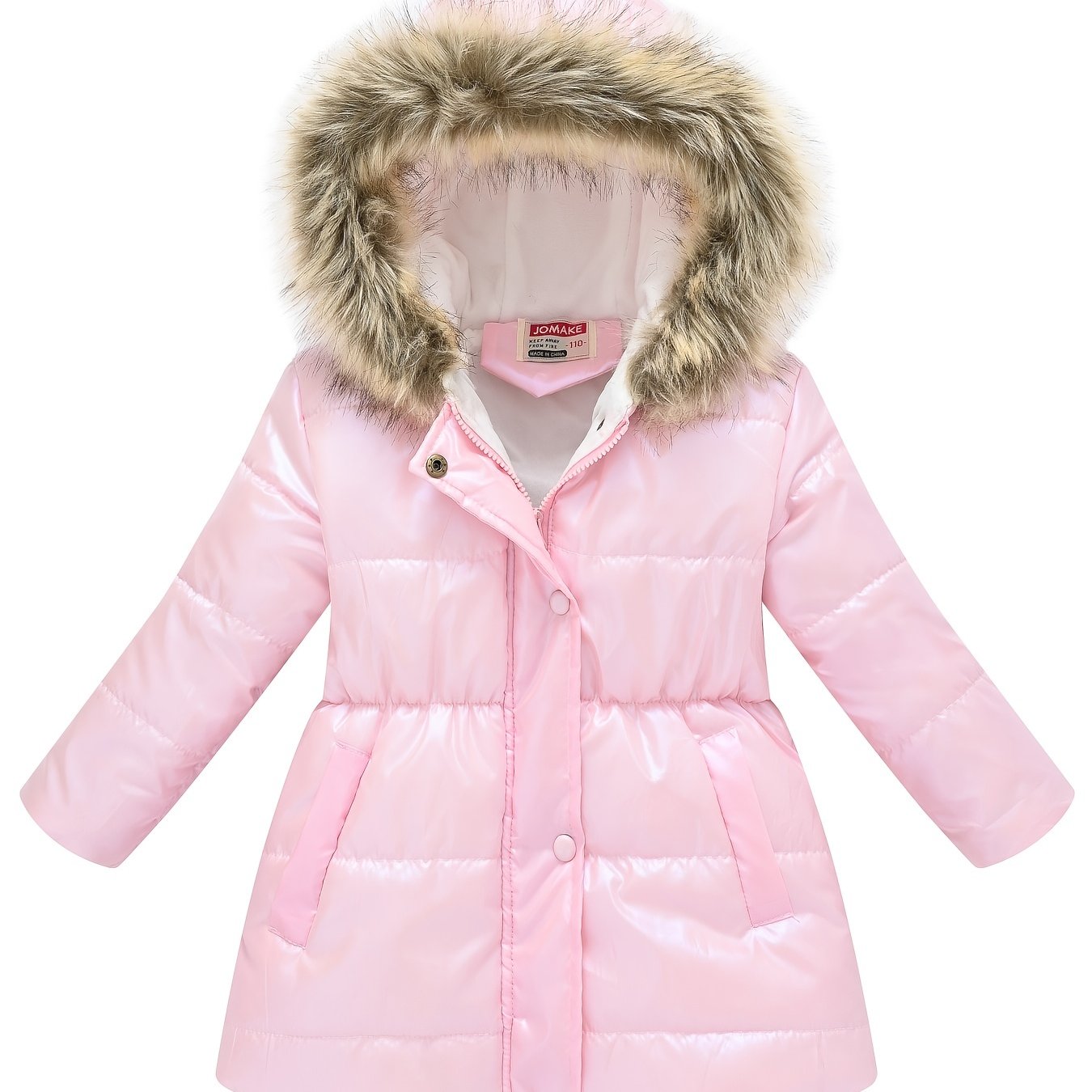Children's Winter New Style Thickened Glossy Hooded Jacket for Boys and Girls, Mid-Length