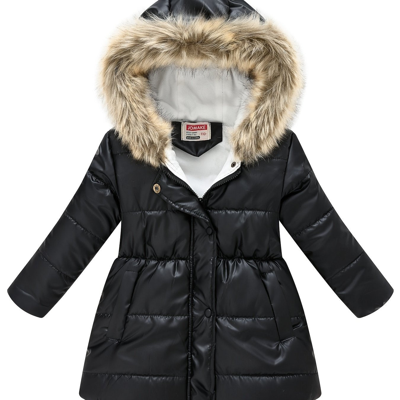 Children's Winter New Style Thickened Glossy Hooded Jacket for Boys and Girls, Mid-Length