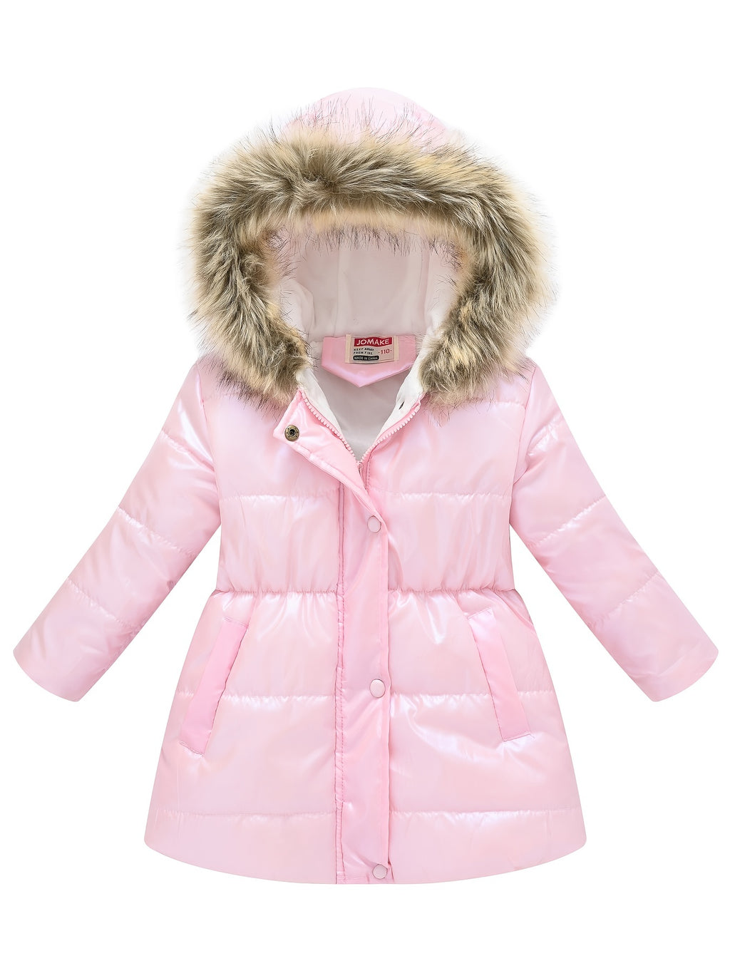 Children's Winter New Style Thickened Glossy Hooded Jacket for Boys and Girls, Mid-Length
