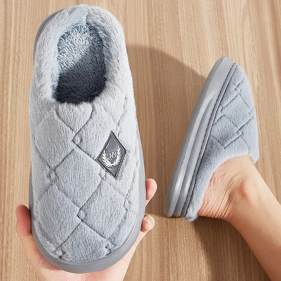 Fur Home Slippers for men EVA Platform Bedroom Memory Foam Comfy Warm Soft Living Room Shoes High Quality Indoor House Shoes