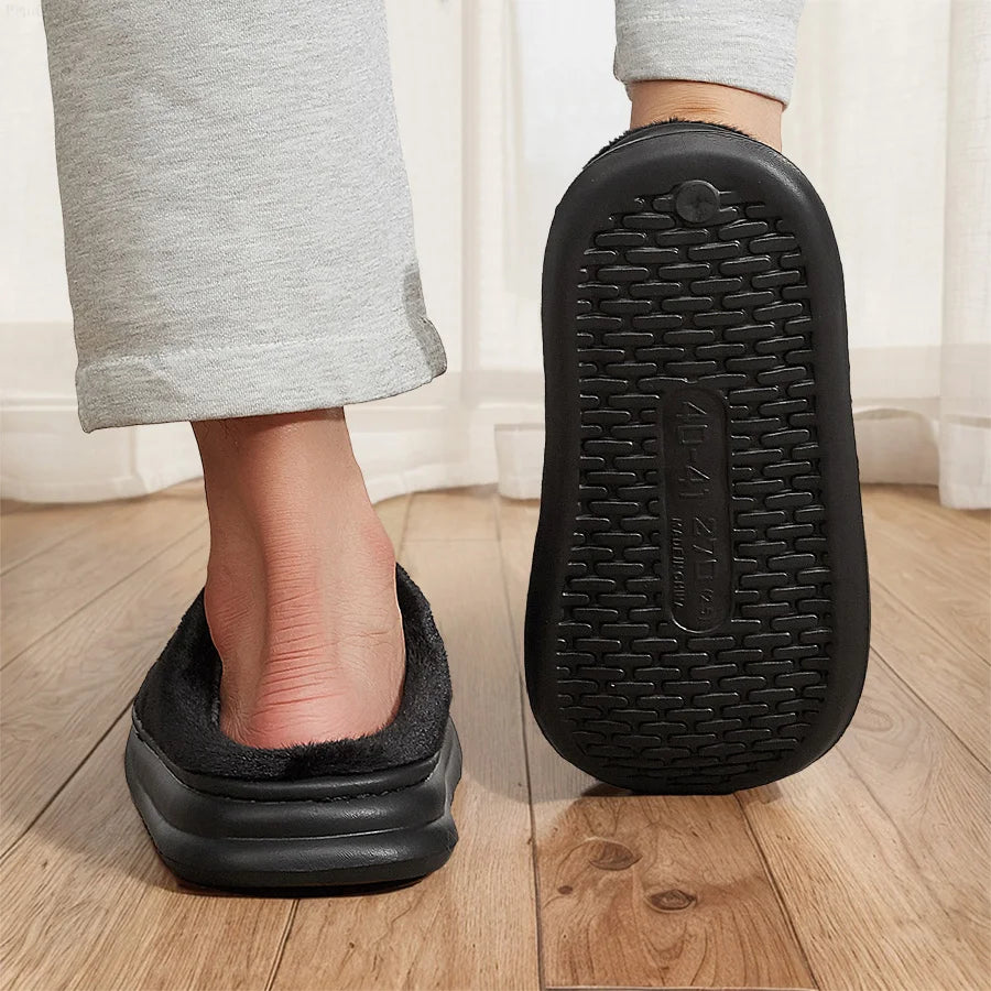 Fur Home Slippers for men EVA Platform Bedroom Memory Foam Comfy Warm Soft Living Room Shoes High Quality Indoor House Shoes