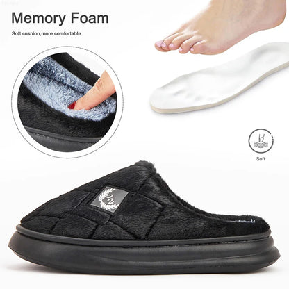 Fur Home Slippers for men EVA Platform Bedroom Memory Foam Comfy Warm Soft Living Room Shoes High Quality Indoor House Shoes