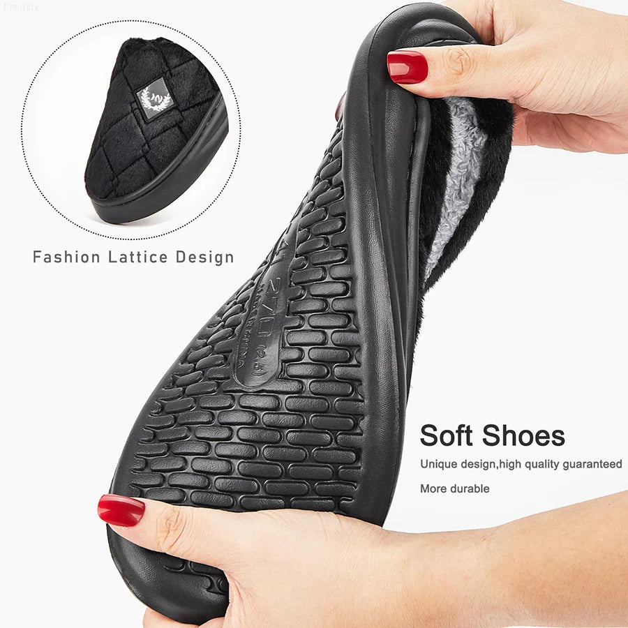 Fur Home Slippers for men EVA Platform Bedroom Memory Foam Comfy Warm Soft Living Room Shoes High Quality Indoor House Shoes