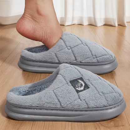 Fur Home Slippers for men EVA Platform Bedroom Memory Foam Comfy Warm Soft Living Room Shoes High Quality Indoor House Shoes