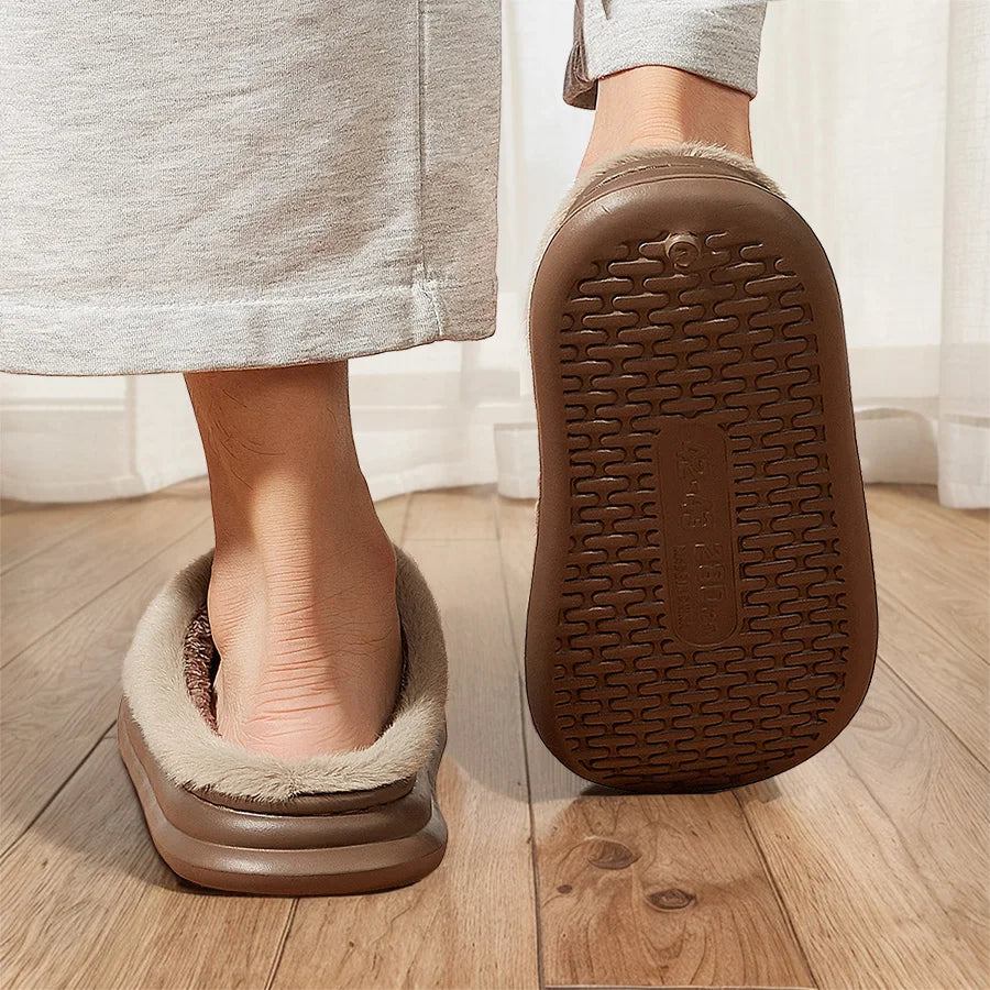 Fur Home Slippers for men EVA Platform Bedroom Memory Foam Comfy Warm Soft Living Room Shoes High Quality Indoor House Shoes