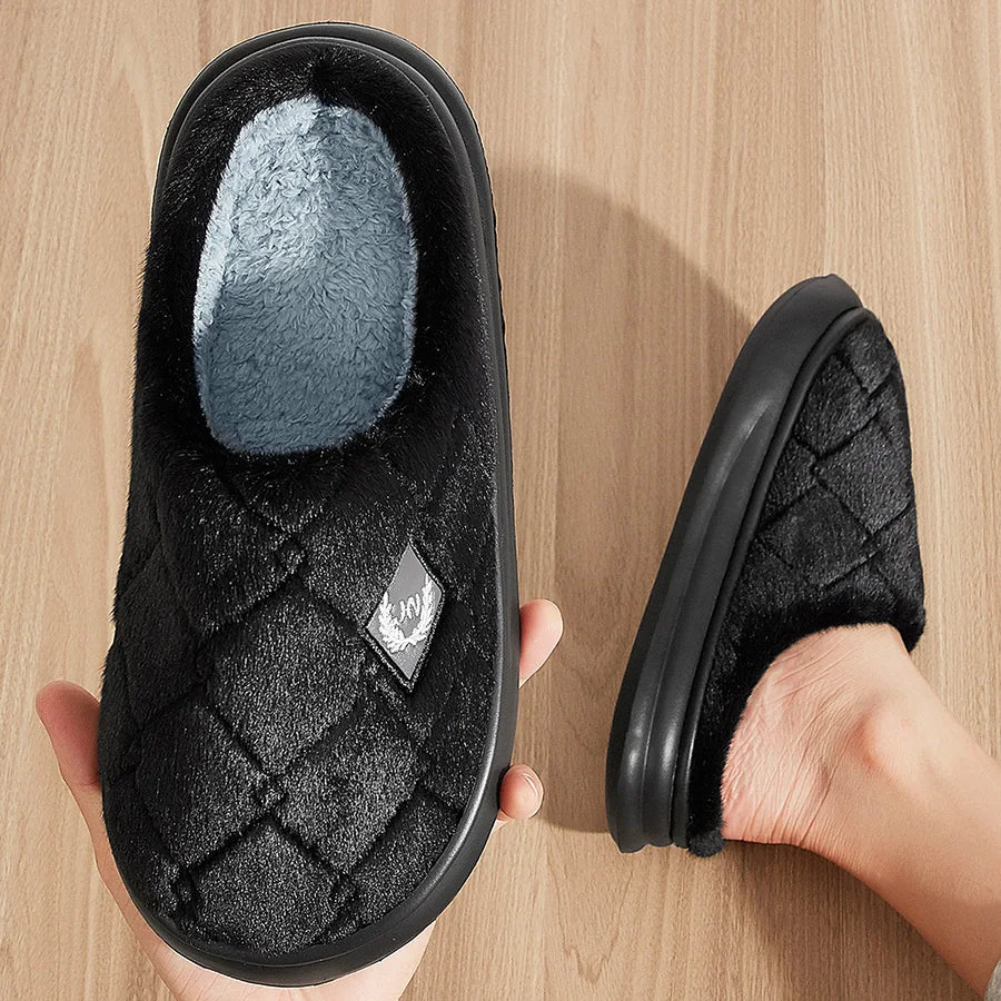 Fur Home Slippers for men EVA Platform Bedroom Memory Foam Comfy Warm Soft Living Room Shoes High Quality Indoor House Shoes
