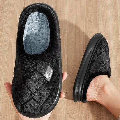 Fur Home Slippers for men EVA Platform Bedroom Memory Foam Comfy Warm Soft Living Room Shoes High Quality Indoor House Shoes