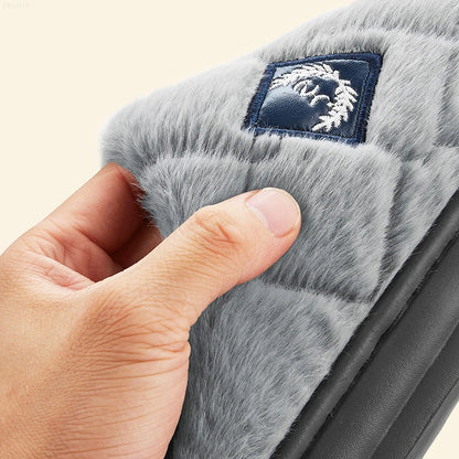 Fur Home Slippers for men EVA Platform Bedroom Memory Foam Comfy Warm Soft Living Room Shoes High Quality Indoor House Shoes