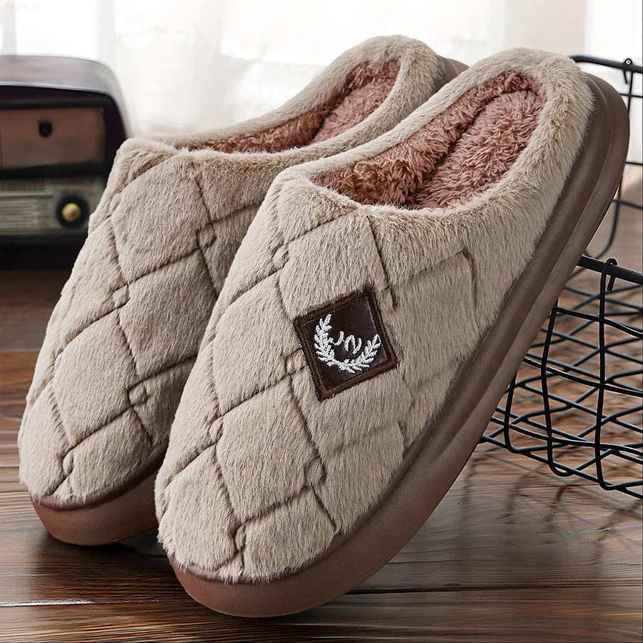 Fur Home Slippers for men EVA Platform Bedroom Memory Foam Comfy Warm Soft Living Room Shoes High Quality Indoor House Shoes