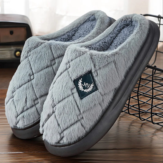 Fur Home Slippers for men EVA Platform Bedroom Memory Foam Comfy Warm Soft Living Room Shoes High Quality Indoor House Shoes