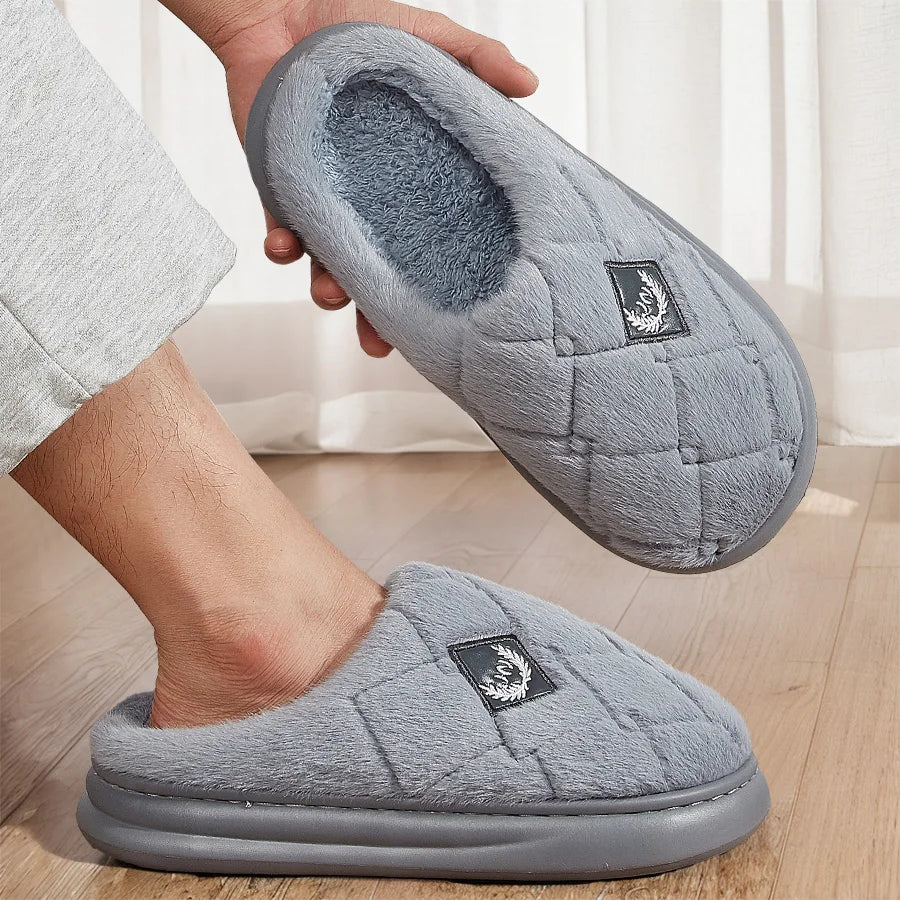 Fur Home Slippers for men EVA Platform Bedroom Memory Foam Comfy Warm Soft Living Room Shoes High Quality Indoor House Shoes