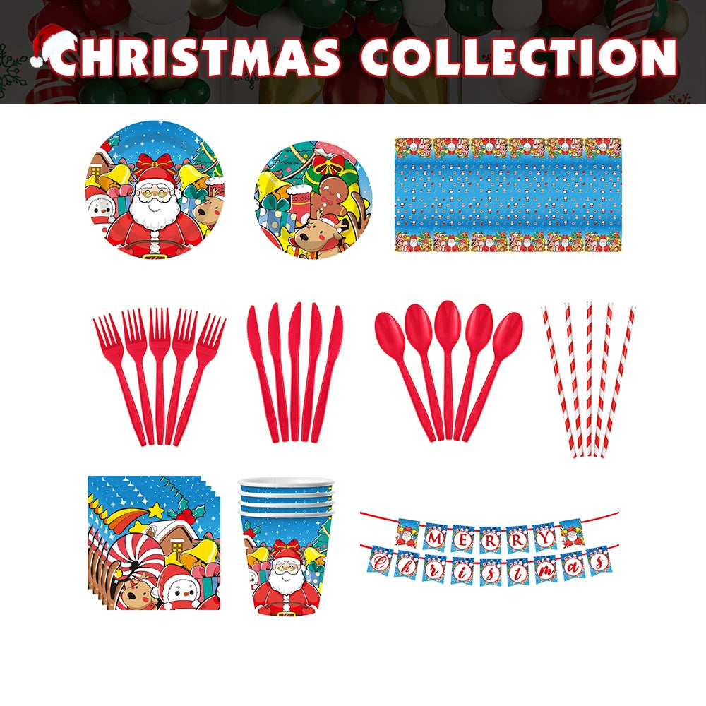 Santa  Plates and Napkins  Bridal Shower Party Decorations Disposable Dinnerware Set for  Christmas Party Supplies