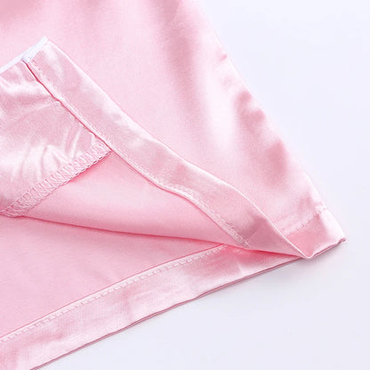 Unisex Kids Silk Satin Pajamas Set Long Sleeve Button-Down Nightgown Infant Baby Sleepwear Top Pants Combo for Boys And Girls