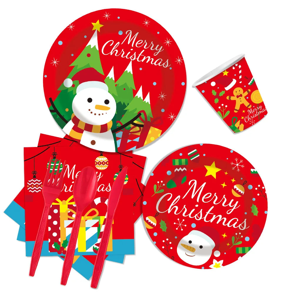Snowman Plates and Napkins  Bridal Shower Party Decorations Disposable Dinnerware Set for Summer Christmas Party Supplies