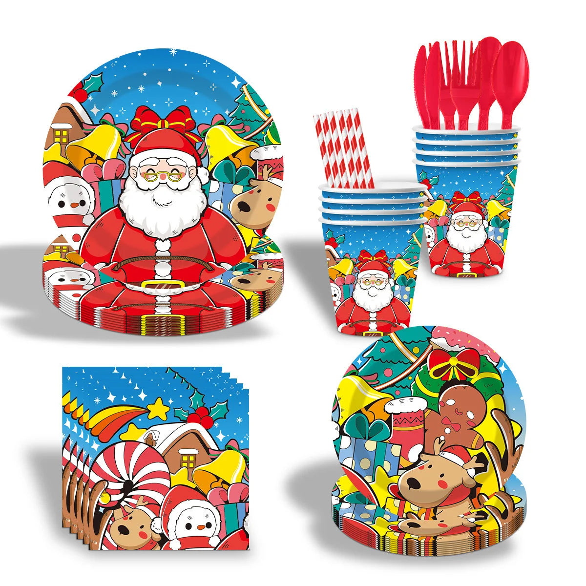 Santa  Plates and Napkins  Bridal Shower Party Decorations Disposable Dinnerware Set for  Christmas Party Supplies