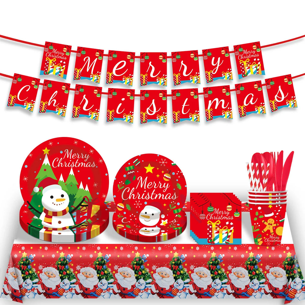 Snowman Plates and Napkins  Bridal Shower Party Decorations Disposable Dinnerware Set for Summer Christmas Party Supplies