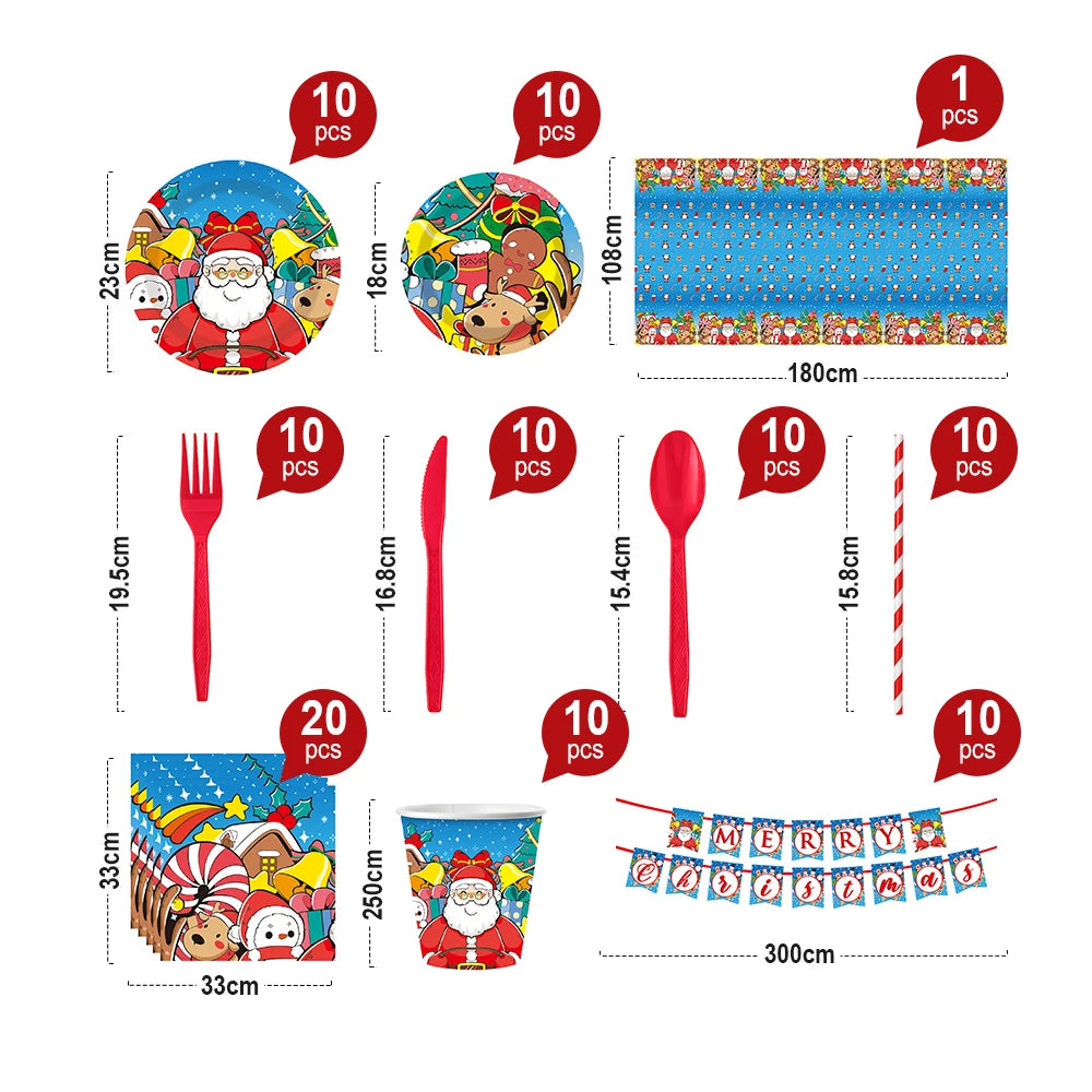 Santa  Plates and Napkins  Bridal Shower Party Decorations Disposable Dinnerware Set for  Christmas Party Supplies