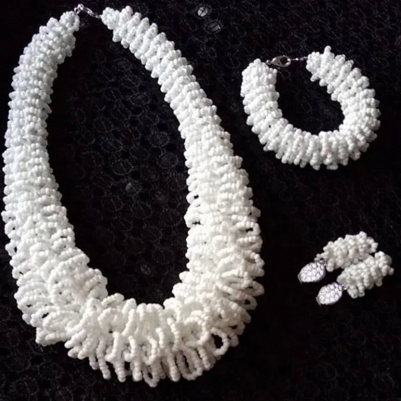 Dudo Jewelry White Jewelry Sets Crystal Celebrity Necklace Set of Brand Custom Colors Jewellery Set African