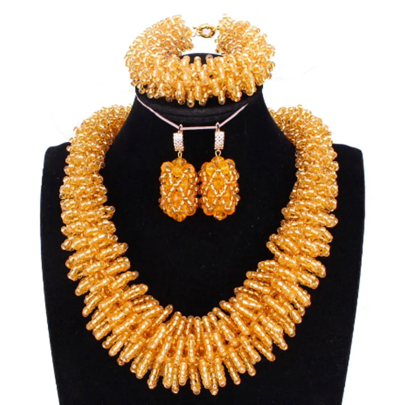 Dudo Jewelry White Jewelry Sets Crystal Celebrity Necklace Set of Brand Custom Colors Jewellery Set African