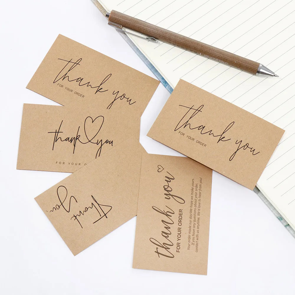 For Small Business Online Retail Greeting  Labels "Thank You For Your Order" Postcards Express Appreciate Kraft Paper Cards