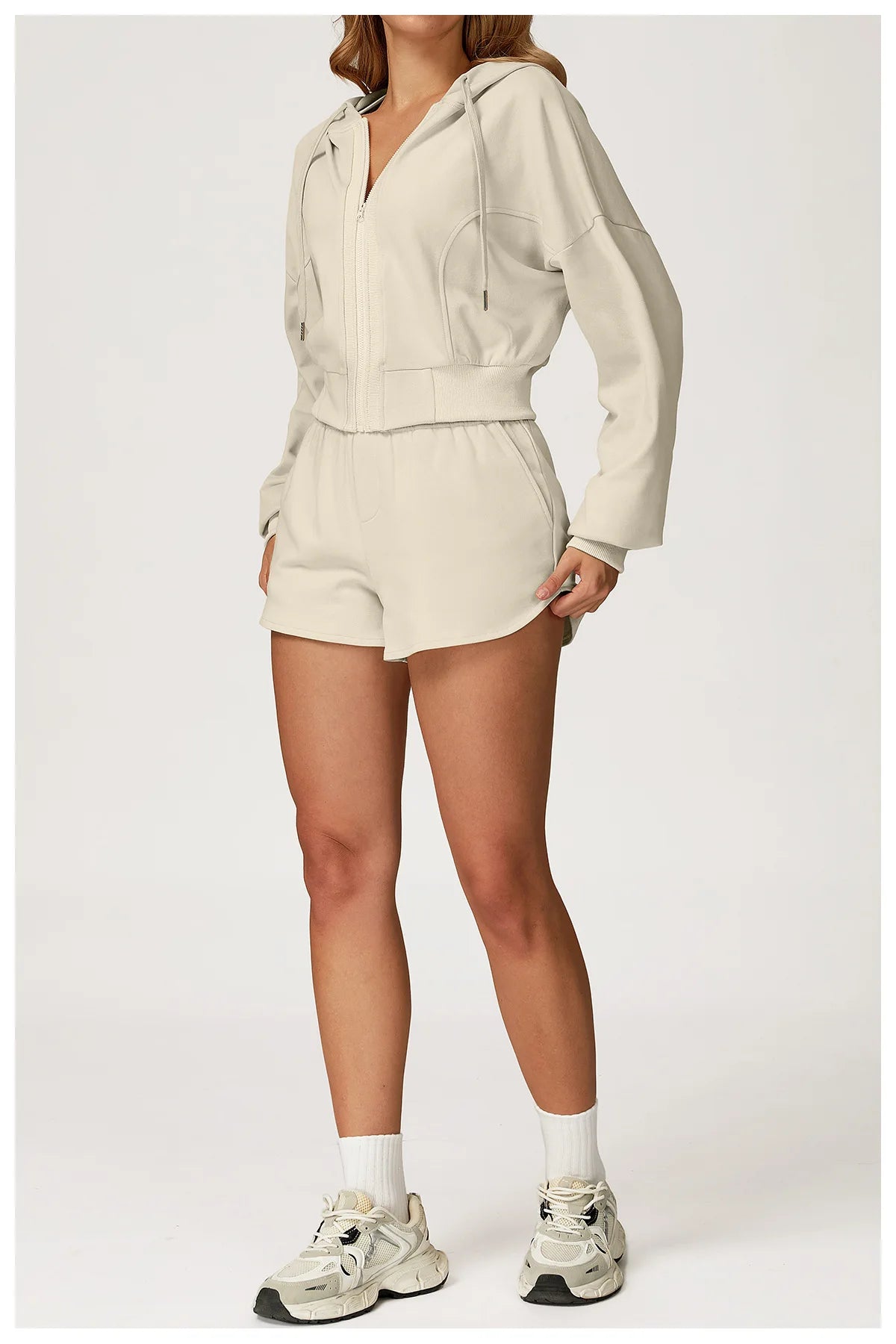 Winter 2-piece Casual Sports Hoodie Set Women's Long Sleeved Loose Yoga Set High Waisted Sweatpants Running and Fitness Set