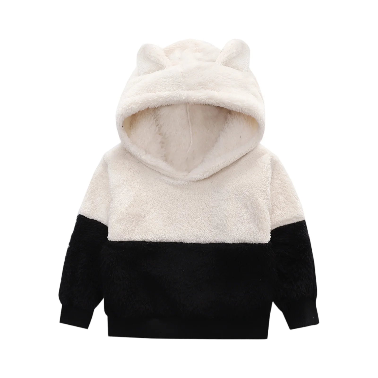 Kids' Color Block Hoodie Plush Winter Top Autumn Casual Fashion Plush Pullover Sweatshirt Fall Hoodies for Boys and Girls 2-8Y
