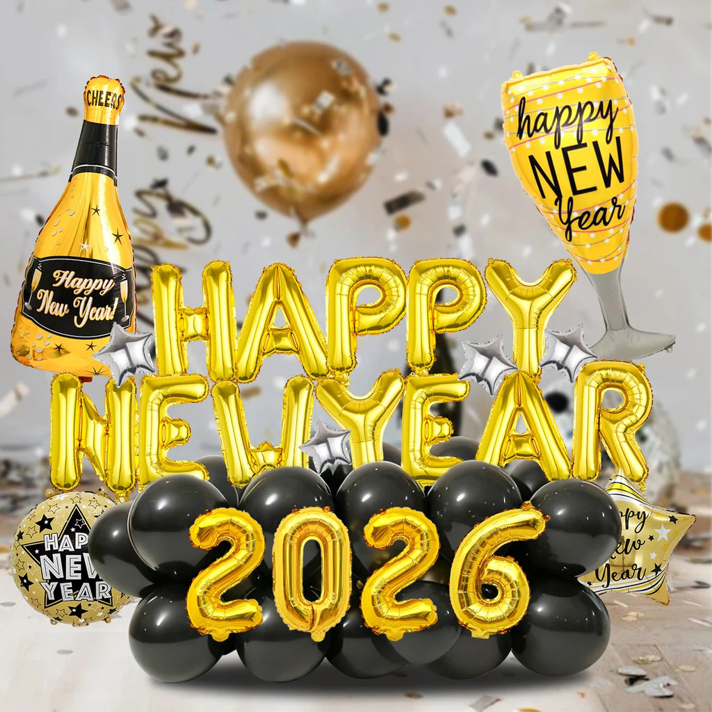 30pcs 2026 New Year balloon set, suitable for New Year party decorations and 2026 Happy New Year party decoration props